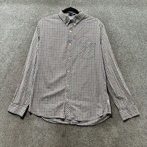 Ben Sherman Button‎ Up Shirt Men Large Long Sleeve Check Plaid Stretch Cotton